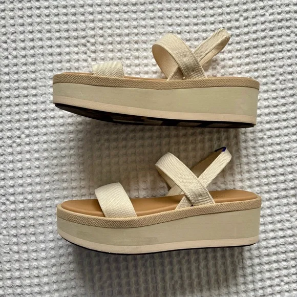 Rothy’s Women’s The Lightweight Wedge Sandal in Salt/Cream/Ivory Strappy: 7.5 - Picture 5 of 6